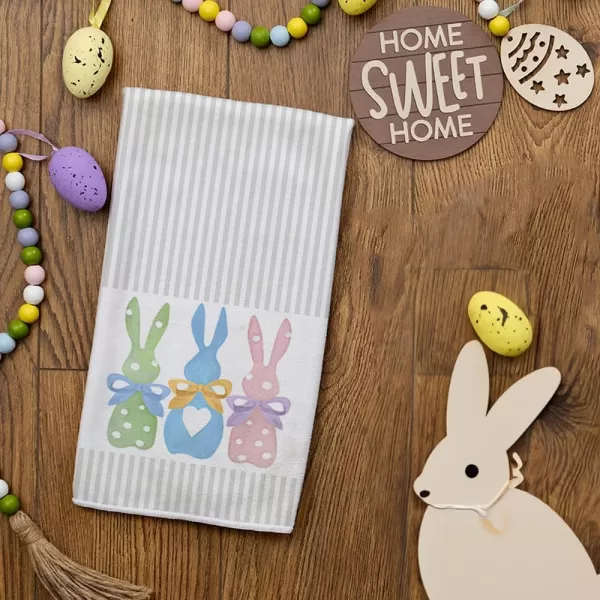 ARKENY Easter Kitchen TowelsColorful Bunny Dish Towels 18x26 Inch Drying DishclothFarmhouse Home Seasonal Spring Decorations AD221Colorful One Piece Country Rustic Rabbit 1