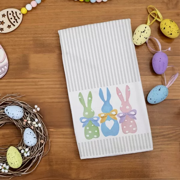 ARKENY Easter Kitchen TowelsColorful Bunny Dish Towels 18x26 Inch Drying DishclothFarmhouse Home Seasonal Spring Decorations AD221Colorful One Piece Country Rustic Rabbit 1