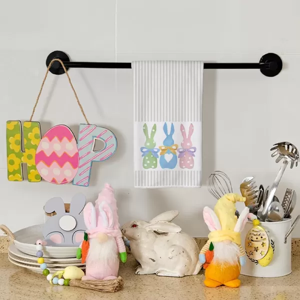 ARKENY Easter Kitchen TowelsColorful Bunny Dish Towels 18x26 Inch Drying DishclothFarmhouse Home Seasonal Spring Decorations AD221Colorful One Piece Country Rustic Rabbit 1