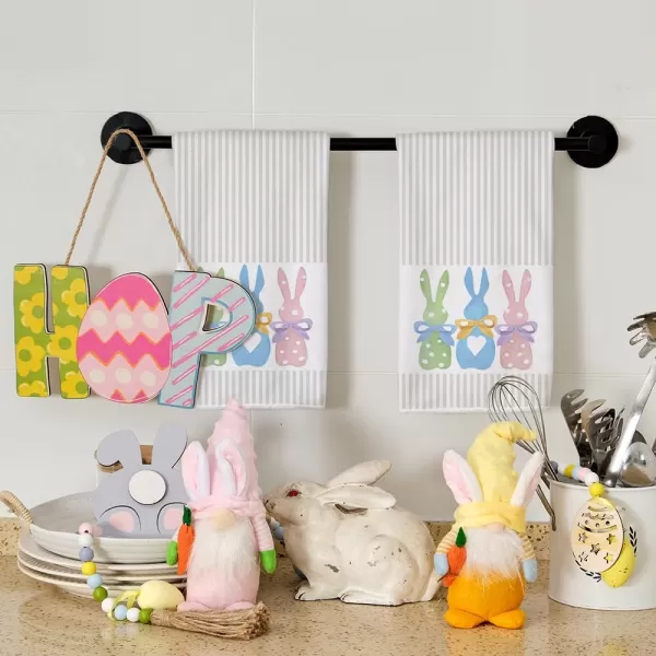 ARKENY Easter Kitchen TowelsColorful Bunny Dish Towels 18x26 Inch Drying DishclothFarmhouse Home Seasonal Spring Decorations AD221Colorful Two Bunny Country Rustic Rabbit 2