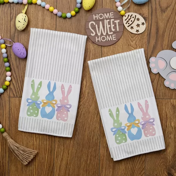 ARKENY Easter Kitchen TowelsColorful Bunny Dish Towels 18x26 Inch Drying DishclothFarmhouse Home Seasonal Spring Decorations AD221Colorful Two Bunny Country Rustic Rabbit 2