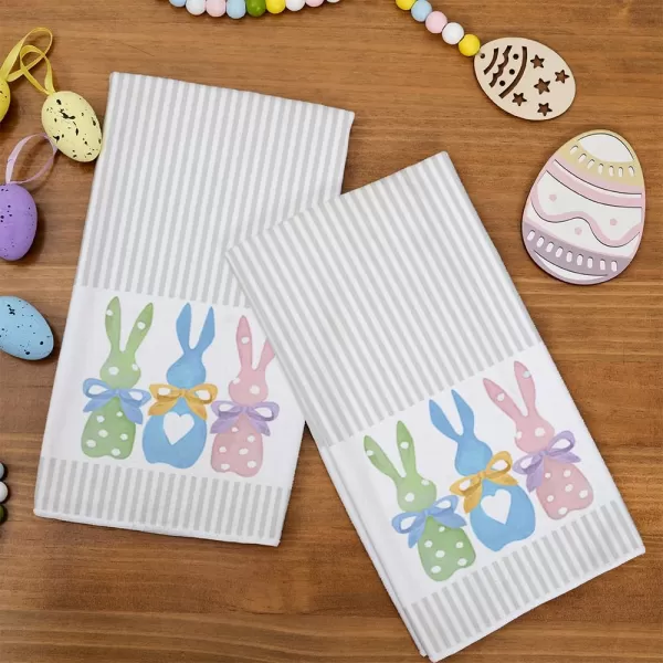 ARKENY Easter Kitchen TowelsColorful Bunny Dish Towels 18x26 Inch Drying DishclothFarmhouse Home Seasonal Spring Decorations AD221Colorful Two Bunny Country Rustic Rabbit 2