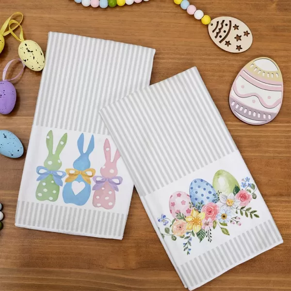 ARKENY Easter Kitchen TowelsColorful Bunny Dish Towels 18x26 Inch Drying DishclothFarmhouse Home Seasonal Spring Decorations AD221Pink Egg Country Rustic Egg