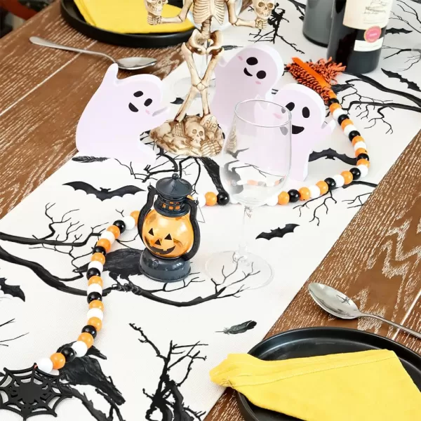 ARKENY Hallowee Table Runner 13x72 Inches Crows Tree Branch Silhouette Seasonal Burlap Farmhouse Indoor Kitchen Dining Table Decorations for Home Party AT45672Black Table Runner  13X72