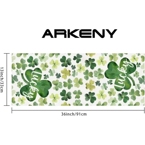 ARKENY St Patricks Day Placemats 12x18 Inches Set of 4 Shamrock Lucky Spring Seasonal Farmhouse Burlap Green Indoor Kitchen Dining Table Mats Decorations for Home Party AP5424Green Table Runner  13X36