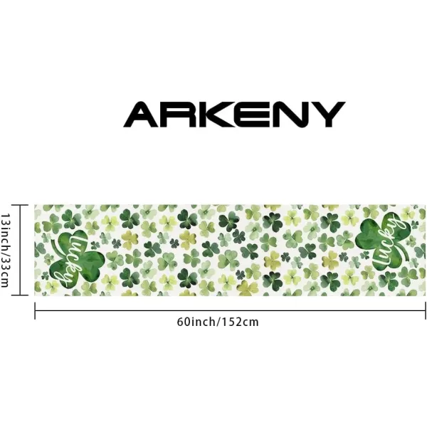 ARKENY St Patricks Day Placemats 12x18 Inches Set of 4 Shamrock Lucky Spring Seasonal Farmhouse Burlap Green Indoor Kitchen Dining Table Mats Decorations for Home Party AP5424Green Table Runner  13X60