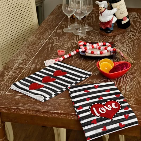 ARKENY Valentine Day Kitchen Towels Red Heart Dish Towels 18x26 Inch Ultra Absorbent Wedding Drying Cloth Happy Valentine Sign Hand Towel for Valentine Decorations Set of 2Red Heart 2