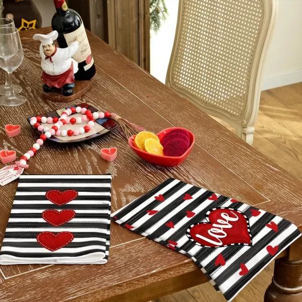 ARKENY Valentine Day Kitchen Towels Red Heart Dish Towels 18x26 Inch Ultra Absorbent Wedding Drying Cloth Happy Valentine Sign Hand Towel for Valentine Decorations Set of 2Red Heart 2