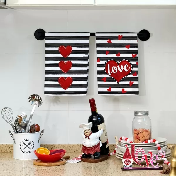 ARKENY Valentine Day Kitchen Towels Red Heart Dish Towels 18x26 Inch Ultra Absorbent Wedding Drying Cloth Happy Valentine Sign Hand Towel for Valentine Decorations Set of 2Red Heart 2