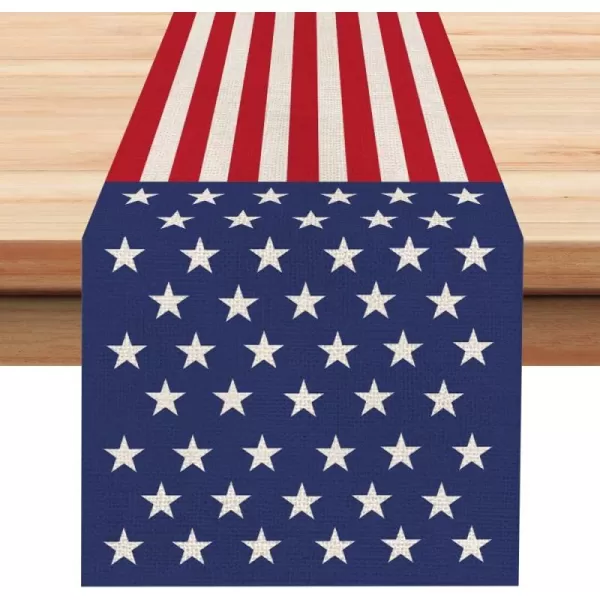 ARKENY American Stars and Stripes Flag Table Runner 13x90 Inches 4th of July Patriotic Memorial Day Independence Day Kitchen Dining Indoor Decoration for Home Party Decor13X90