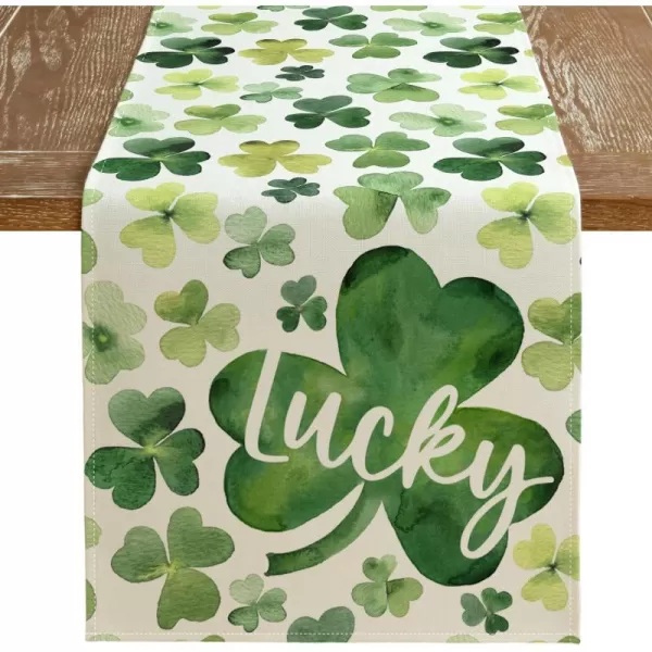 ARKENY St Patricks Day Placemats 12x18 Inches Set of 4 Shamrock Lucky Spring Seasonal Farmhouse Burlap Green Indoor Kitchen Dining Table Mats Decorations for Home Party AP5424Green Table Runner  13X36