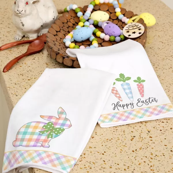 ARKENY Easter Kitchen Towels Set of 2Colorful Bunny Carrots Dish Towels 18x26 Inch Drying DishclothFarmhouse Home Seasonal Spring Decorations AD224ARKENY Easter Kitchen Towels Set of 2Colorful Bunny Carrots Dish Towels 18x26 Inch Drying DishclothFarmhouse Home Seasonal Spring Decorations AD224