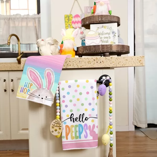 ARKENY Easter Kitchen Towels Set of 2Colorful Polka Dot Bunny Hip Hop Dish Towels 18x26 Inch Drying DishclothFarmhouse Holiday Seasonal Spring Decorations AD238ARKENY Easter Kitchen Towels Set of 2Colorful Polka Dot Bunny Hip Hop Dish Towels 18x26 Inch Drying DishclothFarmhouse Holiday Seasonal Spring Decorations AD238