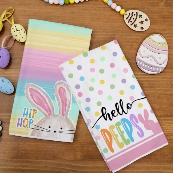 ARKENY Easter Kitchen Towels Set of 2Colorful Polka Dot Bunny Hip Hop Dish Towels 18x26 Inch Drying DishclothFarmhouse Holiday Seasonal Spring Decorations AD238ARKENY Easter Kitchen Towels Set of 2Colorful Polka Dot Bunny Hip Hop Dish Towels 18x26 Inch Drying DishclothFarmhouse Holiday Seasonal Spring Decorations AD238