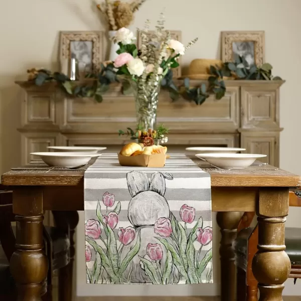 ARKENY Easter Table Runner 72 Inches Rabbit Tulip Coffee Home Dining Indoor Seasonal Spring Holiday Farmhouse Tabletop Decor AT378ARKENY Easter Table Runner 72 Inches Rabbit Tulip Coffee Home Dining Indoor Seasonal Spring Holiday Farmhouse Tabletop Decor AT378