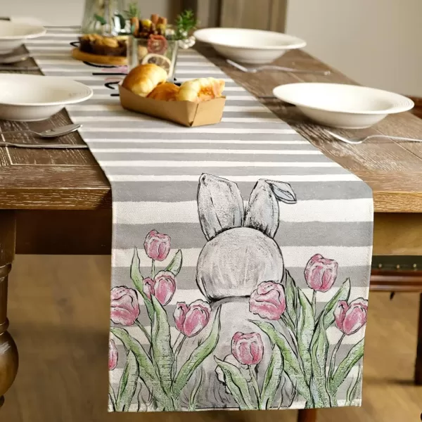 ARKENY Easter Table Runner 72 Inches Rabbit Tulip Coffee Home Dining Indoor Seasonal Spring Holiday Farmhouse Tabletop Decor AT378ARKENY Easter Table Runner 72 Inches Rabbit Tulip Coffee Home Dining Indoor Seasonal Spring Holiday Farmhouse Tabletop Decor AT378