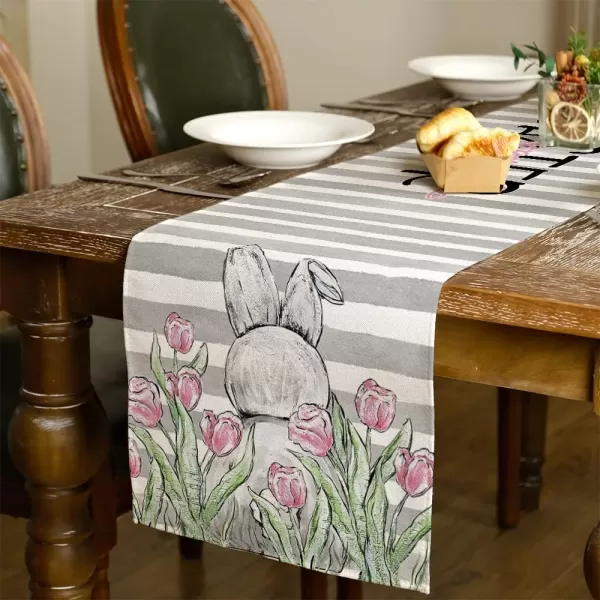 ARKENY Easter Table Runner 72 Inches Rabbit Tulip Coffee Home Dining Indoor Seasonal Spring Holiday Farmhouse Tabletop Decor AT378ARKENY Easter Table Runner 72 Inches Rabbit Tulip Coffee Home Dining Indoor Seasonal Spring Holiday Farmhouse Tabletop Decor AT378