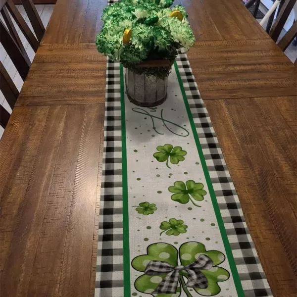 ARKENY St Patricks Day Lucky Green Shamrock Table Runner 72 Inches Bow Spring Seasonal Holiday Decor for Dining Table Indoor Home Farmhouse Tabletop Decoration AT394ARKENY St Patricks Day Lucky Green Shamrock Table Runner 72 Inches Bow Spring Seasonal Holiday Decor for Dining Table Indoor Home Farmhouse Tabletop Decoration AT394