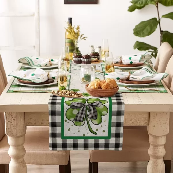 ARKENY St Patricks Day Lucky Green Shamrock Table Runner 72 Inches Bow Spring Seasonal Holiday Decor for Dining Table Indoor Home Farmhouse Tabletop Decoration AT394ARKENY St Patricks Day Lucky Green Shamrock Table Runner 72 Inches Bow Spring Seasonal Holiday Decor for Dining Table Indoor Home Farmhouse Tabletop Decoration AT394