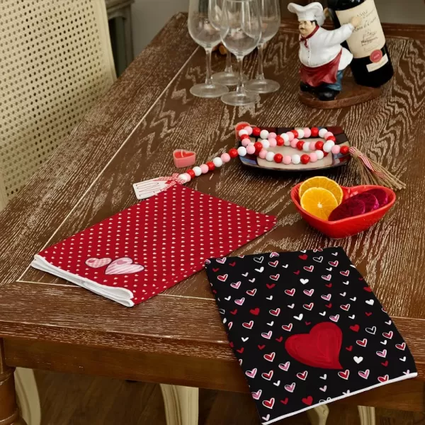 ARKENY Valentine Day Kitchen Towels Set of 2Black Red Watercolor Heart Dish Towels 18x26 Inch Drying DishclothFarmhouse Home Wedding Decoration AD184Black Heart