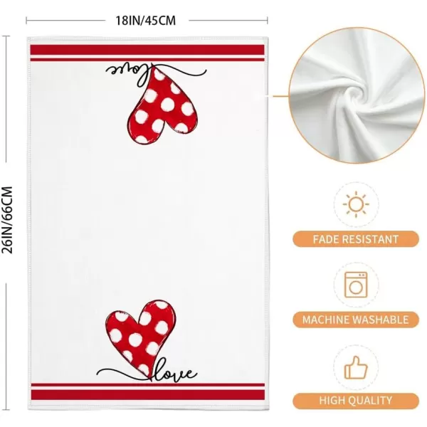 ARKENY Valentine Day Kitchen Towels Set of 2Black Red Watercolor Heart Dish Towels 18x26 Inch Drying DishclothFarmhouse Home Wedding Decoration AD184Red Heart Dot