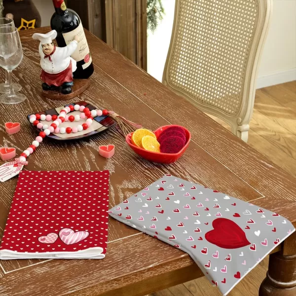 ARKENY Valentine Day Kitchen Towels Set of 2Black Red Watercolor Heart Dish Towels 18x26 Inch Drying DishclothFarmhouse Home Wedding Decoration AD184Red Heart