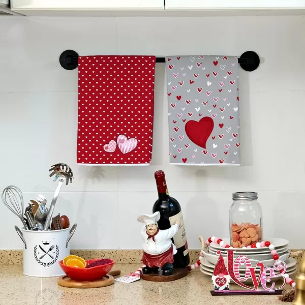 ARKENY Valentine Day Kitchen Towels Set of 2Black Red Watercolor Heart Dish Towels 18x26 Inch Drying DishclothFarmhouse Home Wedding Decoration AD184Red Heart