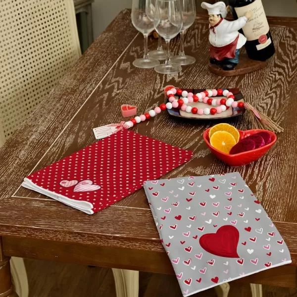 ARKENY Valentine Day Kitchen Towels Set of 2Black Red Watercolor Heart Dish Towels 18x26 Inch Drying DishclothFarmhouse Home Wedding Decoration AD184Red Heart