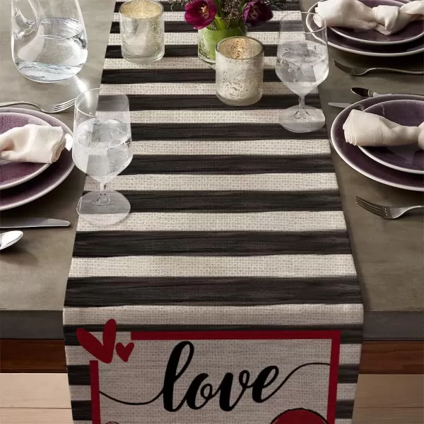 ARKENY Valentines Day Table Runner 13x72 Inches Gnomes Heart Black Strip Farmhouse Indoor Vintage Holiday Love Theme Gathering Dinner Party DecorARKENY Valentines Day Table Runner 13x72 Inches Gnomes Heart Black Strip Farmhouse Indoor Vintage Holiday Love Theme Gathering Dinner Party Decor