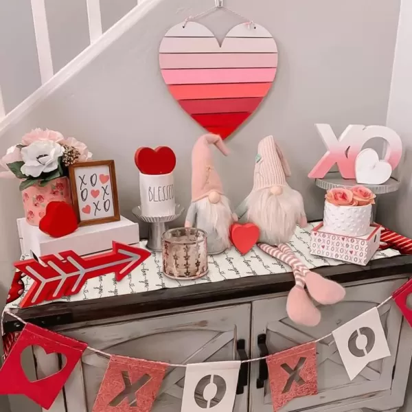 ARKENY Valentines Day Table Runner 13x72 Inches Polka Dot Heart I Love You Theme Farmhouse Indoor Vintage Holiday Gathering Dinner Party DecorARKENY Valentines Day Table Runner 13x72 Inches Polka Dot Heart I Love You Theme Farmhouse Indoor Vintage Holiday Gathering Dinner Party Decor