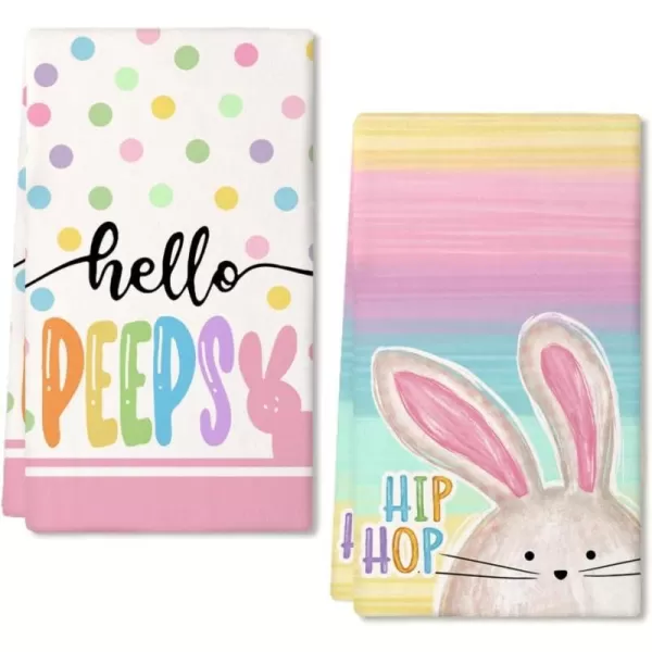 ARKENY Easter Kitchen Towels Set of 2Colorful Polka Dot Bunny Hip Hop Dish Towels 18x26 Inch Drying DishclothFarmhouse Holiday Seasonal Spring Decorations AD238ARKENY Easter Kitchen Towels Set of 2Colorful Polka Dot Bunny Hip Hop Dish Towels 18x26 Inch Drying DishclothFarmhouse Holiday Seasonal Spring Decorations AD238