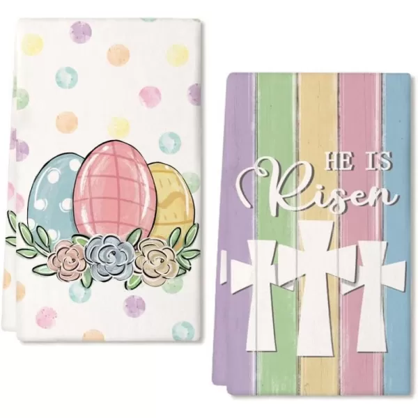 ARKENY Easter Kitchen Towels Set of 2Colorful Polka Dot Eggs He is Risen Dish Towels 18x26 Inch Drying DishclothFarmhouse Holiday Seasonal Spring Decorations AD243ARKENY Easter Kitchen Towels Set of 2Colorful Polka Dot Eggs He is Risen Dish Towels 18x26 Inch Drying DishclothFarmhouse Holiday Seasonal Spring Decorations AD243