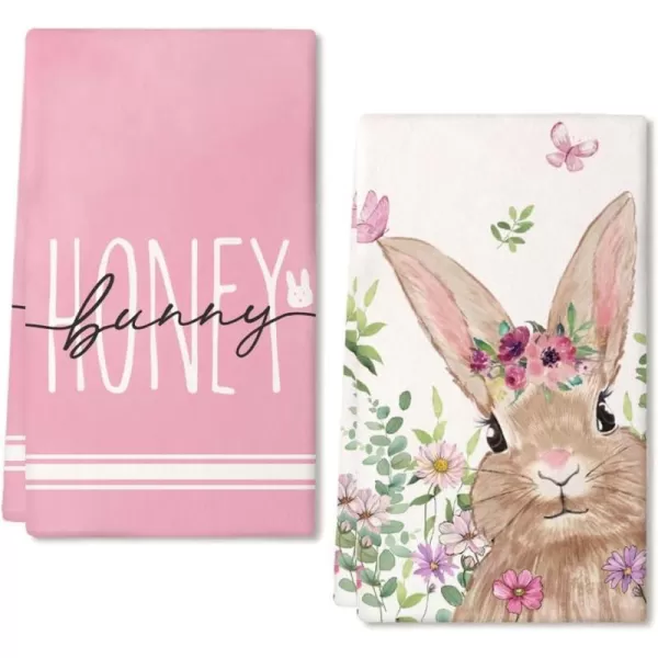 ARKENY Easter Kitchen Towels Set of 2Pink Bunny Butterfly Flower Dish Towels 18x26 Inch Drying DishclothFarmhouse Holiday Seasonal Spring Decorations AD249ARKENY Easter Kitchen Towels Set of 2Pink Bunny Butterfly Flower Dish Towels 18x26 Inch Drying DishclothFarmhouse Holiday Seasonal Spring Decorations AD249