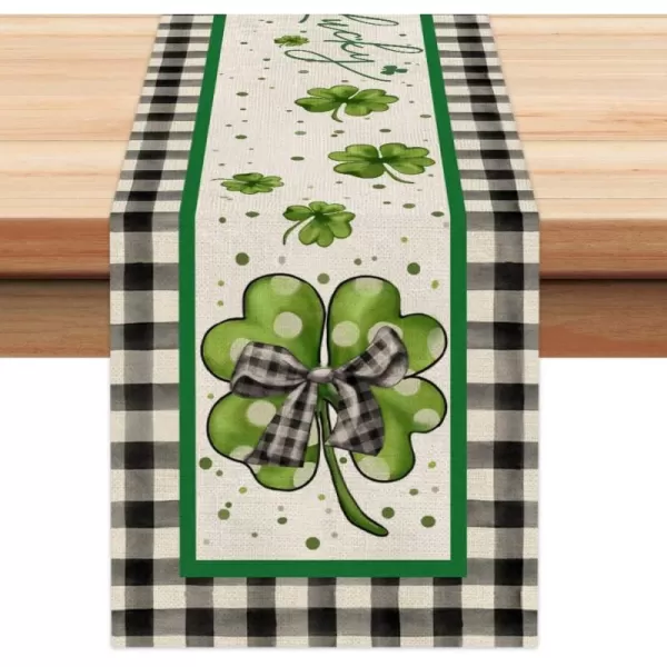 ARKENY St Patricks Day Lucky Green Shamrock Table Runner 72 Inches Bow Spring Seasonal Holiday Decor for Dining Table Indoor Home Farmhouse Tabletop Decoration AT394ARKENY St Patricks Day Lucky Green Shamrock Table Runner 72 Inches Bow Spring Seasonal Holiday Decor for Dining Table Indoor Home Farmhouse Tabletop Decoration AT394