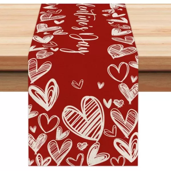 ARKENY Valentines Day Decorations Red Love Table Runner 13x72 Inches Seasonal Decor Holiday Farmhouse Indoor Vintage Theme Gathering Dinner Party AT343ARKENY Valentines Day Decorations Red Love Table Runner 13x72 Inches Seasonal Decor Holiday Farmhouse Indoor Vintage Theme Gathering Dinner Party AT343