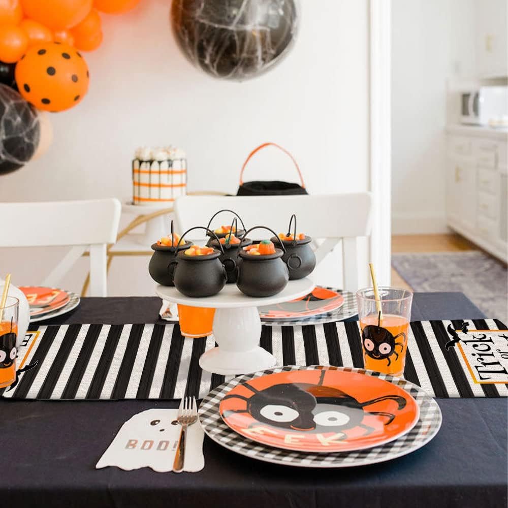 Halloween Decorations Cat Black Stripe Table Runner 13x72 Inches Long Trick or Treat Farmhouse Holiday Party Decor Intdoor Vintage Theme Gathering Dinner AT281Halloween Decorations Cat Black Stripe Table Runner 13x72 Inches Long Trick or Treat Farmhouse Holiday Party Decor Intdoor Vintage Theme Gathering Dinner AT281