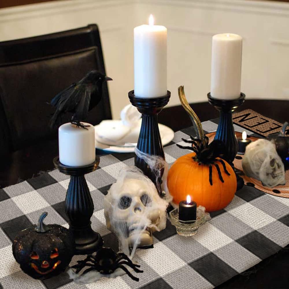 Halloween Decorations Pumpkin Buffalo Plaid Table Runner 13x72 Inches Long Farmhouse Holiday Party Decor Indoor Vintage Theme Gathering Dinner AT287Halloween Decorations Pumpkin Buffalo Plaid Table Runner 13x72 Inches Long Farmhouse Holiday Party Decor Indoor Vintage Theme Gathering Dinner AT287
