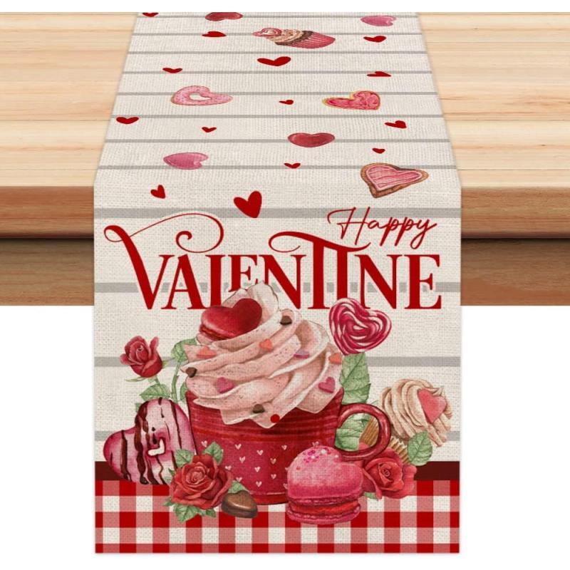 ARKENY Valentines Day Decorations Cream Cake Honey Leaves Table Runner 13x72 Inches Seasonal Love Flower Decor Holiday Farmhouse Indoor Vintage Theme Gathering Dinner Party AT364ARKENY Valentines Day Decorations Cream Cake Honey Leaves Table Runner 13x72 Inches Seasonal Love Flower Decor Holiday Farmhouse Indoor Vintage Theme Gathering Dinner Party AT364