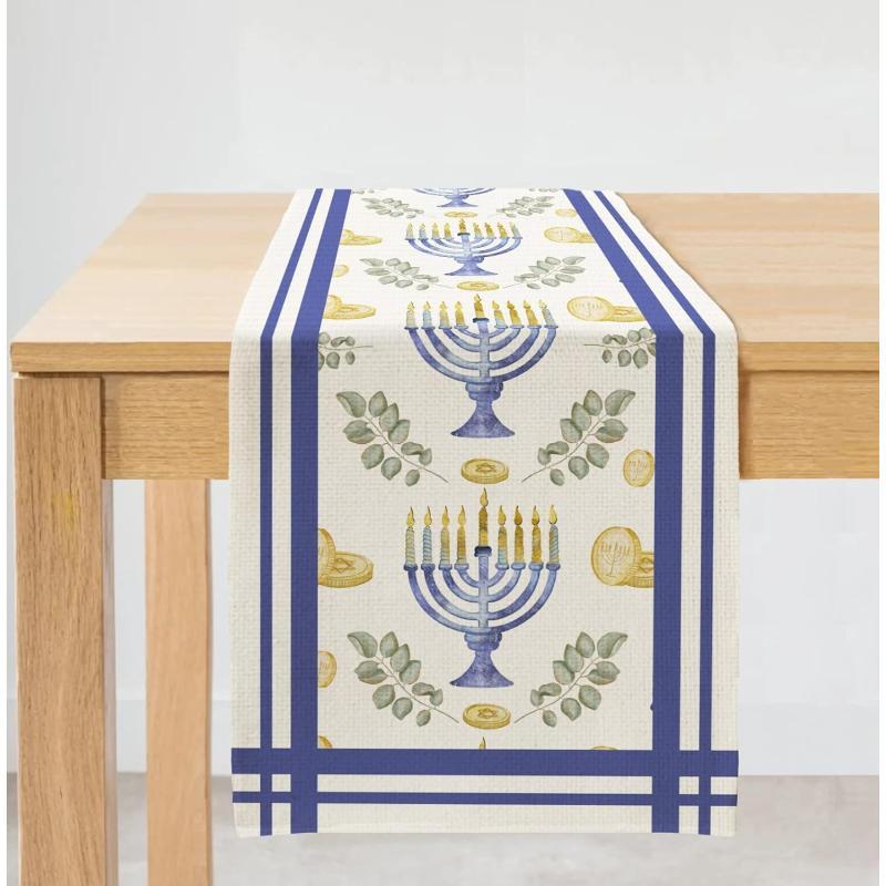 Hanukkah Decorations Watercolor Menorah Passover Table Runner 13x72 Inches Seasonal Chocolate Coins Jewish Menorah Chanukah Decor Holiday Farmhouse Indoor Vintage Theme Gathering Dinner Party AT053Hanukkah Decorations Watercolor Menorah Passover Table Runner 13x72 Inches Seasonal Chocolate Coins Jewish Menorah Chanukah Decor Holiday Farmhouse Indoor Vintage Theme Gathering Dinner Party AT053