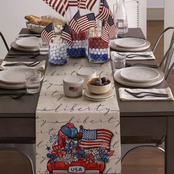 4th of July Decorations Table Runners 13x72 Inches Memorial Day American Flag Stars and Stripes Patriotic Flower Trucks America Freedom Liberty Independence Day Decor AT2014th of July Decorations Table Runners 13x72 Inches Memorial Day American Flag Stars and Stripes Patriotic Flower Trucks America Freedom Liberty Independence Day Decor AT201