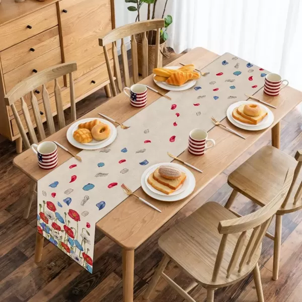 4th of July Decorations Table Runners 13x72 Inches Memorial Day American Patriotic Poppy Flower America Freedom Liberty Independence Day Decor AT2144th of July Decorations Table Runners 13x72 Inches Memorial Day American Patriotic Poppy Flower America Freedom Liberty Independence Day Decor AT214