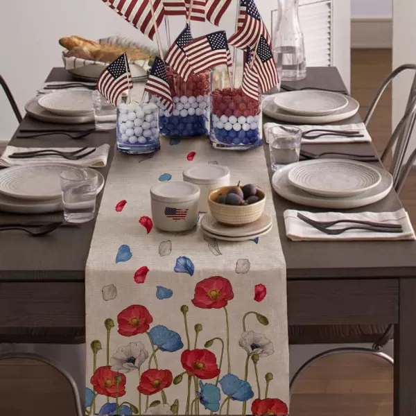 4th of July Decorations Table Runners 13x72 Inches Memorial Day American Patriotic Poppy Flower America Freedom Liberty Independence Day Decor AT2144th of July Decorations Table Runners 13x72 Inches Memorial Day American Patriotic Poppy Flower America Freedom Liberty Independence Day Decor AT214