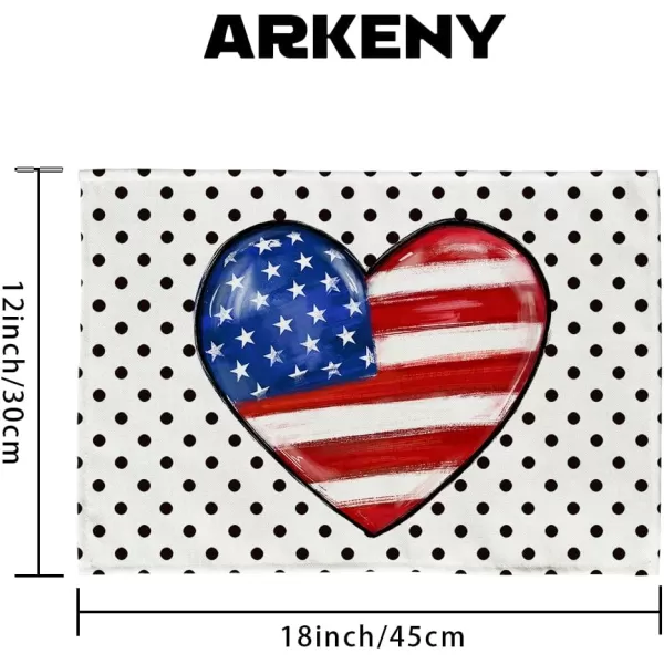 ARKENY 4th of July Decorations American Flag Heart Placemats 12x18 Inches Memorial Day Patriotic Black Polka Dot Place mats Independence Day Decor AP26618ARKENY 4th of July Decorations American Flag Heart Placemats 12x18 Inches Memorial Day Patriotic Black Polka Dot Place mats Independence Day Decor AP26618