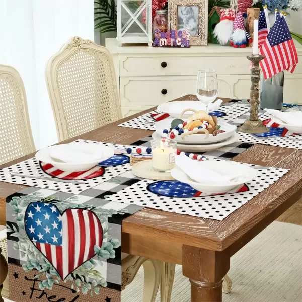 ARKENY 4th of July Decorations American Flag Heart Placemats 12x18 Inches Memorial Day Patriotic Black Polka Dot Place mats Independence Day Decor AP26618ARKENY 4th of July Decorations American Flag Heart Placemats 12x18 Inches Memorial Day Patriotic Black Polka Dot Place mats Independence Day Decor AP26618