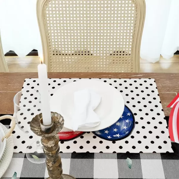 ARKENY 4th of July Decorations American Flag Heart Placemats 12x18 Inches Memorial Day Patriotic Black Polka Dot Place mats Independence Day Decor AP26618ARKENY 4th of July Decorations American Flag Heart Placemats 12x18 Inches Memorial Day Patriotic Black Polka Dot Place mats Independence Day Decor AP26618