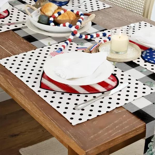 ARKENY 4th of July Decorations American Flag Heart Placemats 12x18 Inches Memorial Day Patriotic Black Polka Dot Place mats Independence Day Decor AP26618ARKENY 4th of July Decorations American Flag Heart Placemats 12x18 Inches Memorial Day Patriotic Black Polka Dot Place mats Independence Day Decor AP26618