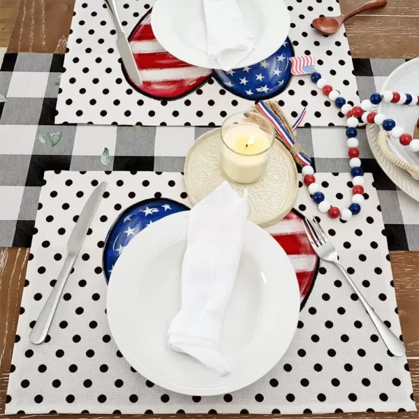 ARKENY 4th of July Decorations American Flag Heart Placemats 12x18 Inches Memorial Day Patriotic Black Polka Dot Place mats Independence Day Decor AP26618ARKENY 4th of July Decorations American Flag Heart Placemats 12x18 Inches Memorial Day Patriotic Black Polka Dot Place mats Independence Day Decor AP26618