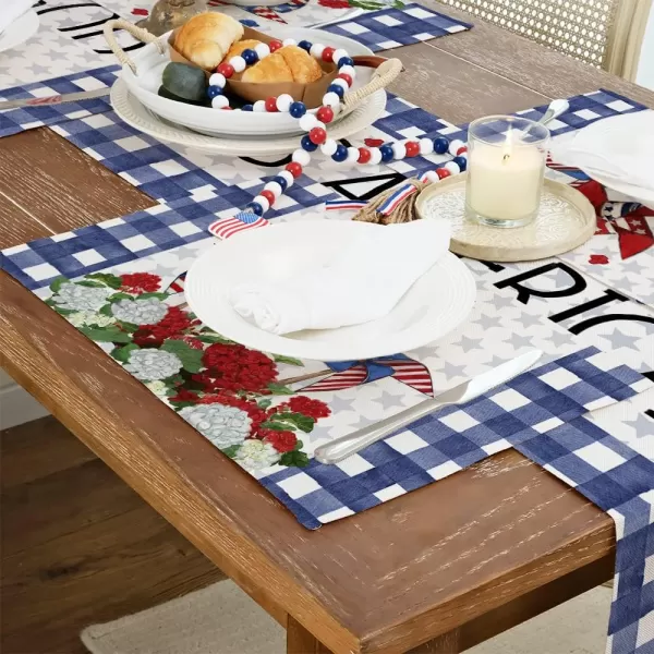 ARKENY 4th of July Decorations Blue Buffalo Plaid Star Placemats 12x18 Inches Memorial Day Patriotic Red Windmill Place mats Independence Day Decor AP28218Muti Placemats 12X18