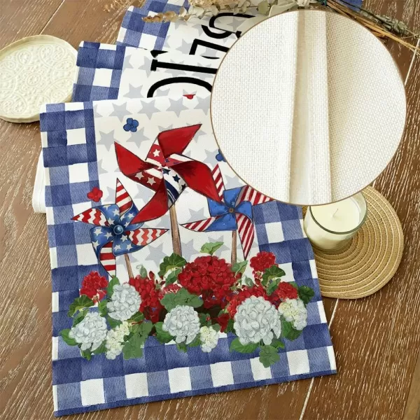 ARKENY 4th of July Decorations Blue Buffalo Plaid Star Placemats 12x18 Inches Memorial Day Patriotic Red Windmill Place mats Independence Day Decor AP28218Blue 13X72