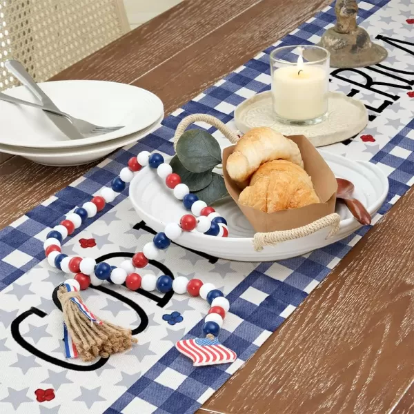 ARKENY 4th of July Decorations Blue Buffalo Plaid Star Placemats 12x18 Inches Memorial Day Patriotic Red Windmill Place mats Independence Day Decor AP28218Blue 13X72